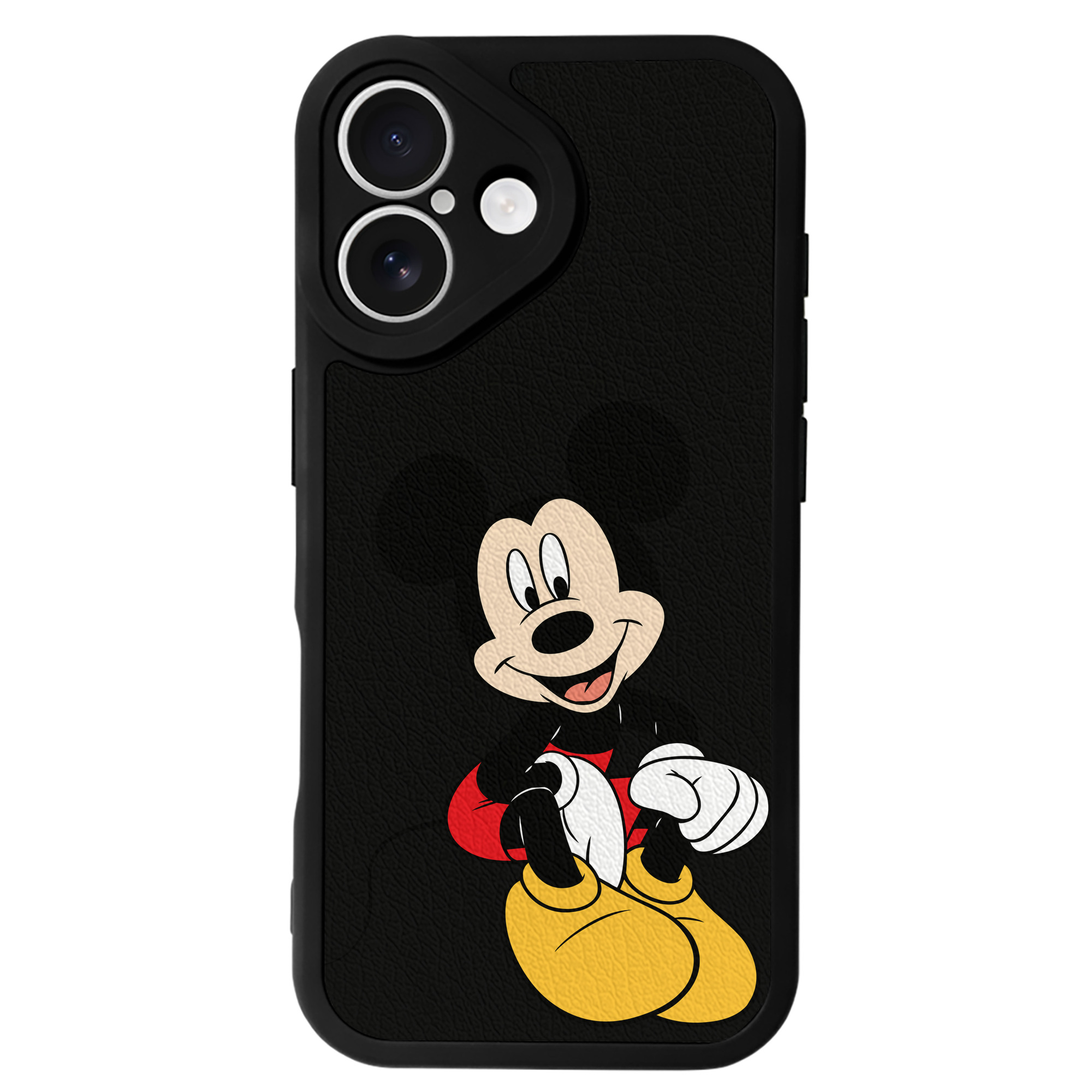 （画像用） ミッキーマウス Mickey Mouse 【iPhone 16シリーズ対応】シリコンスマホケース（レザー調） 材質：シリコン